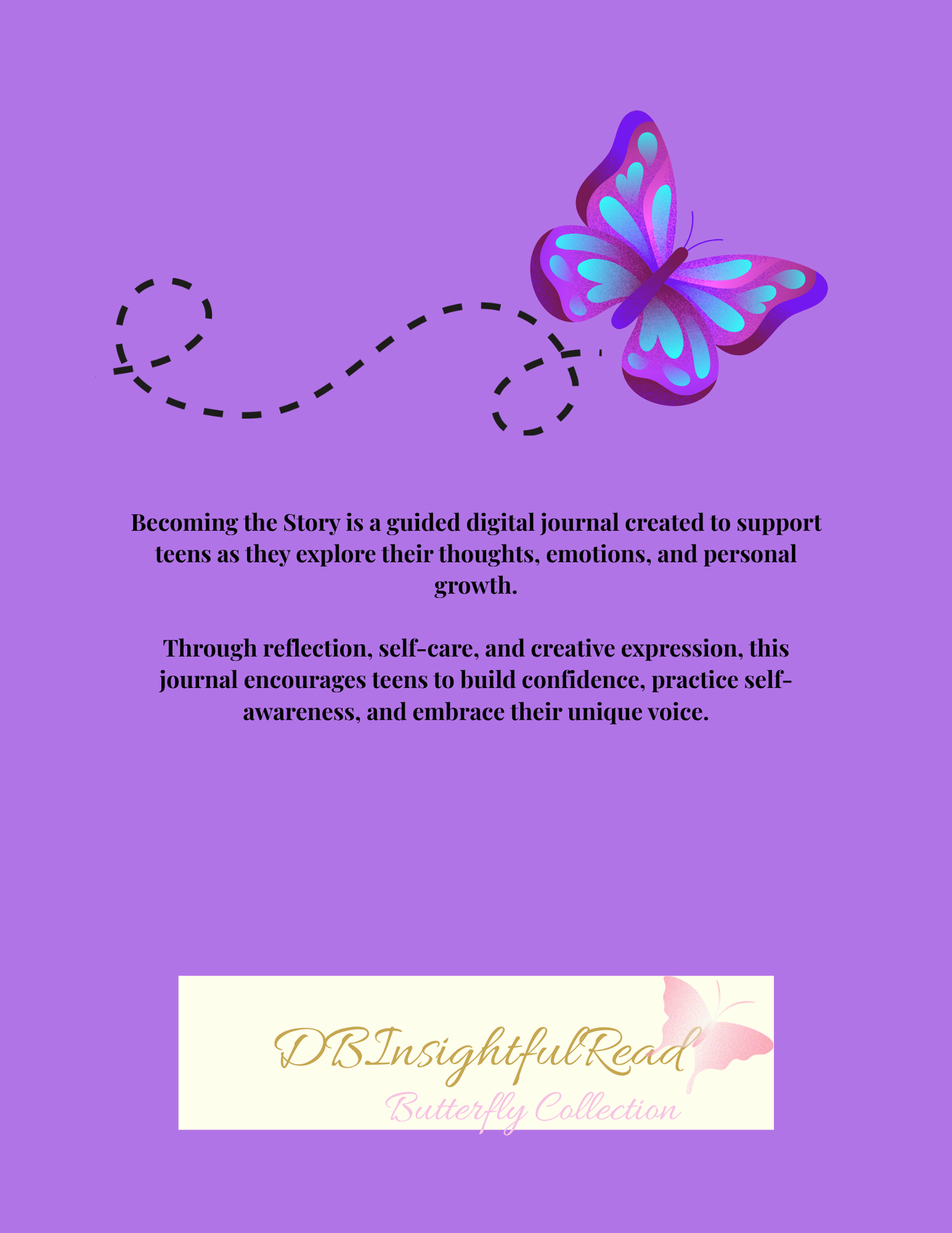 Purple cover of a guided digital journal with a butterfly design and text about supporting teens' growth.