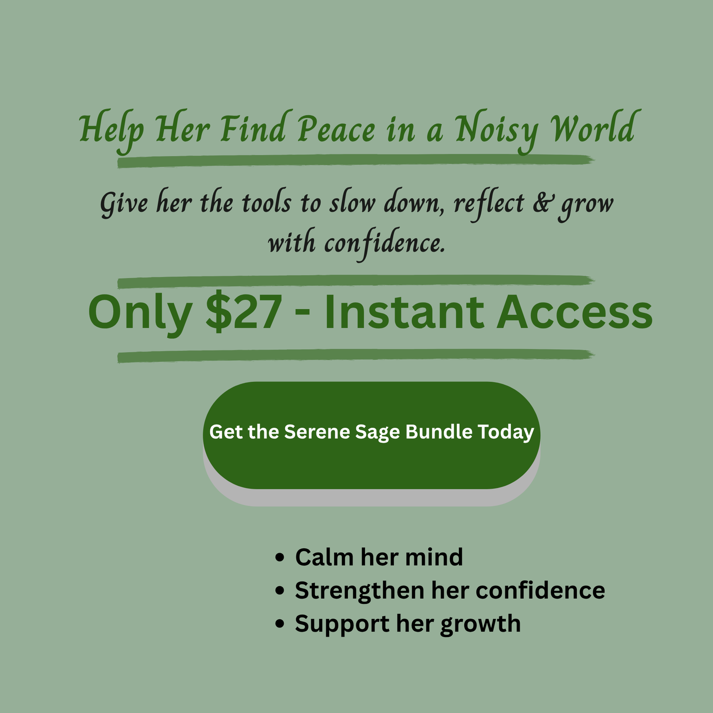 Promotional text on a green background for a product bundle with benefits listed.