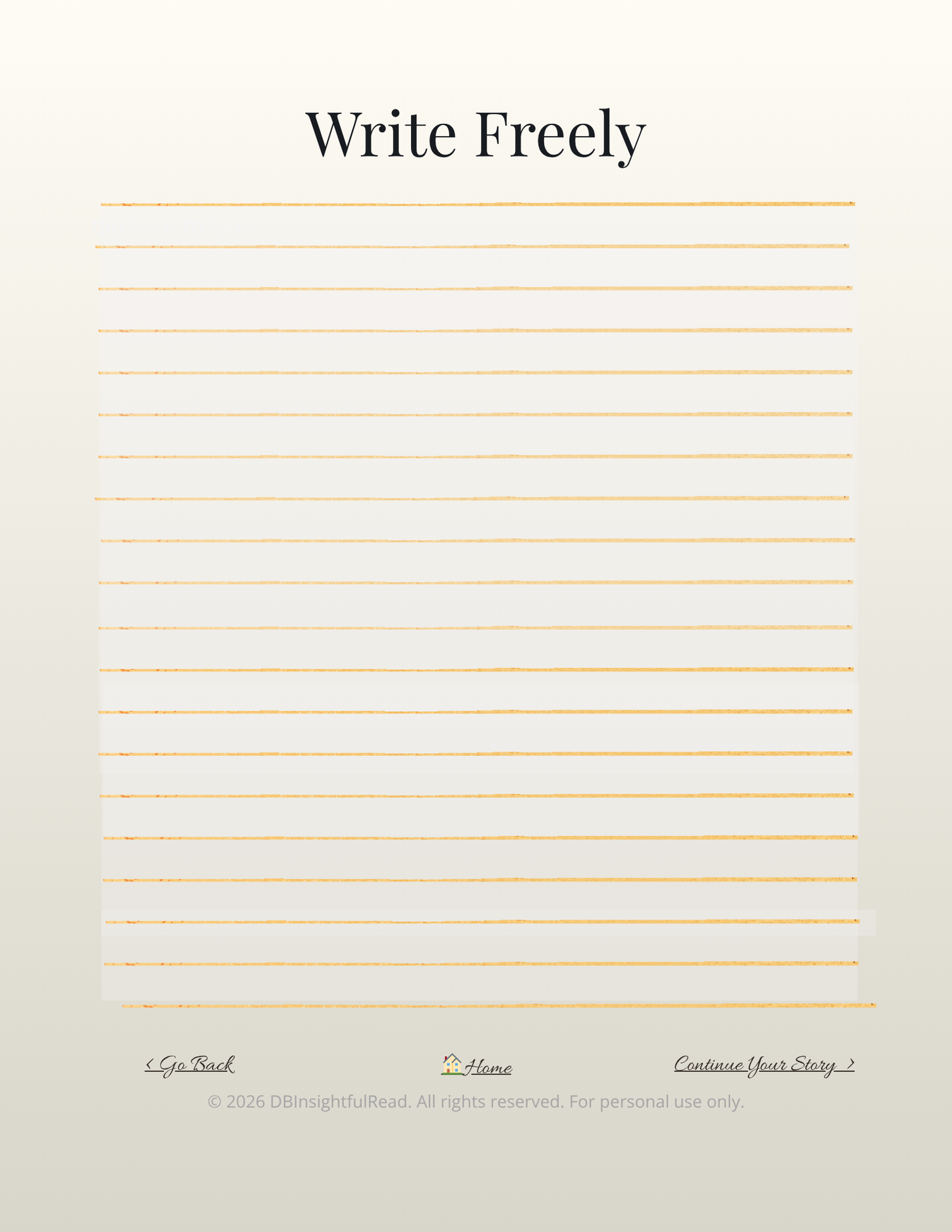 Blank lined paper with 'Write Freely' text at the top on a white background