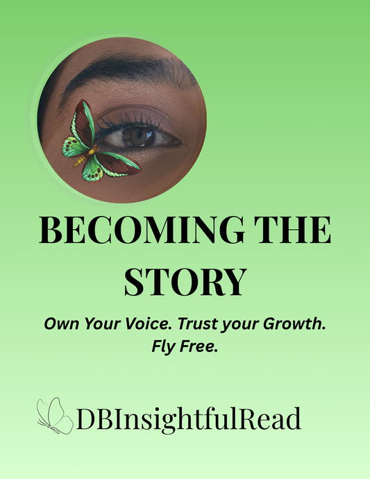 Book cover with a butterfly on an eye and motivational text on a green background