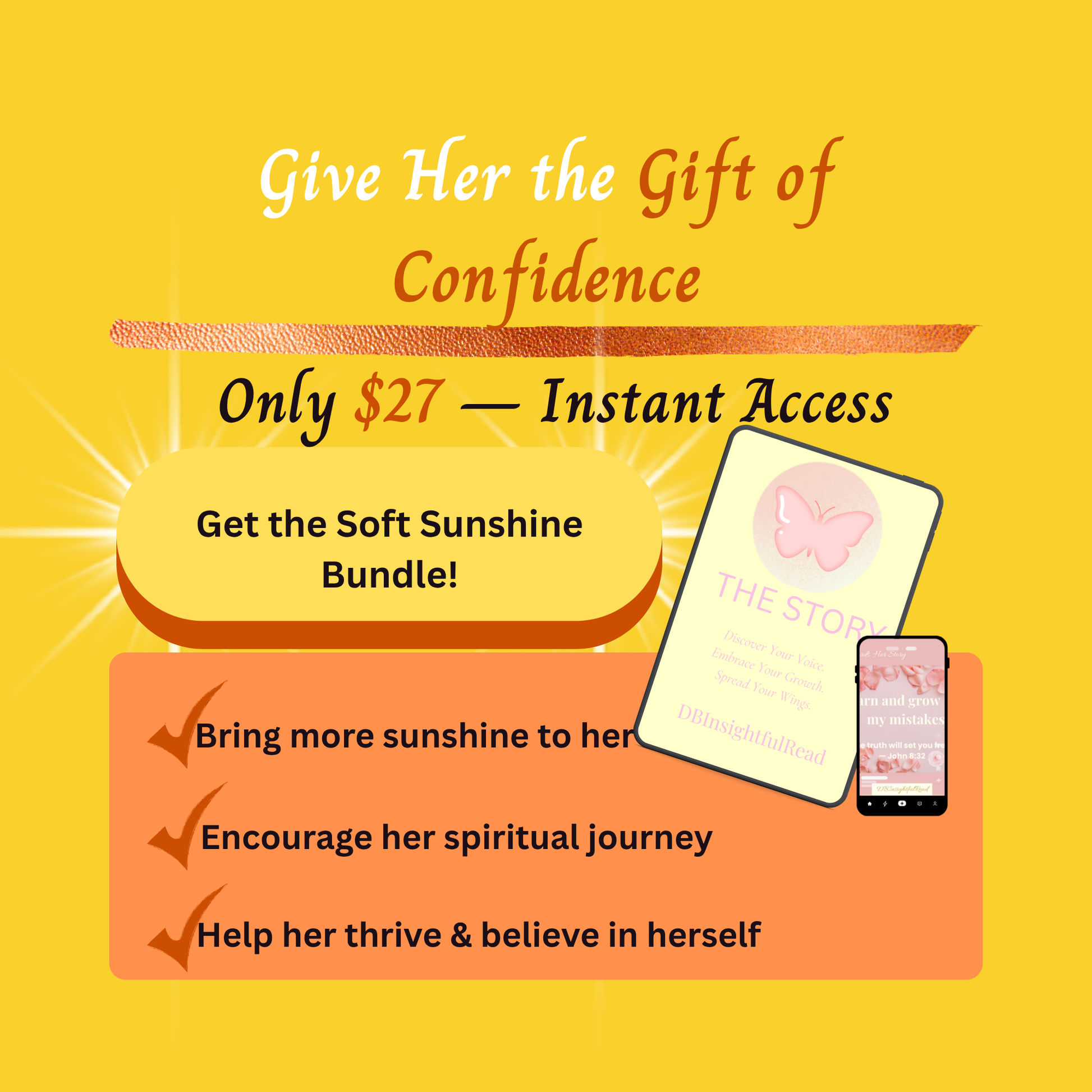Promotional graphic for a product bundle with text and icons on a yellow background