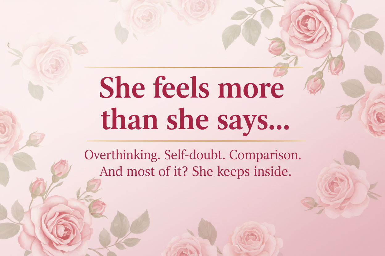 Motivational quote with pink roses on a light pink background