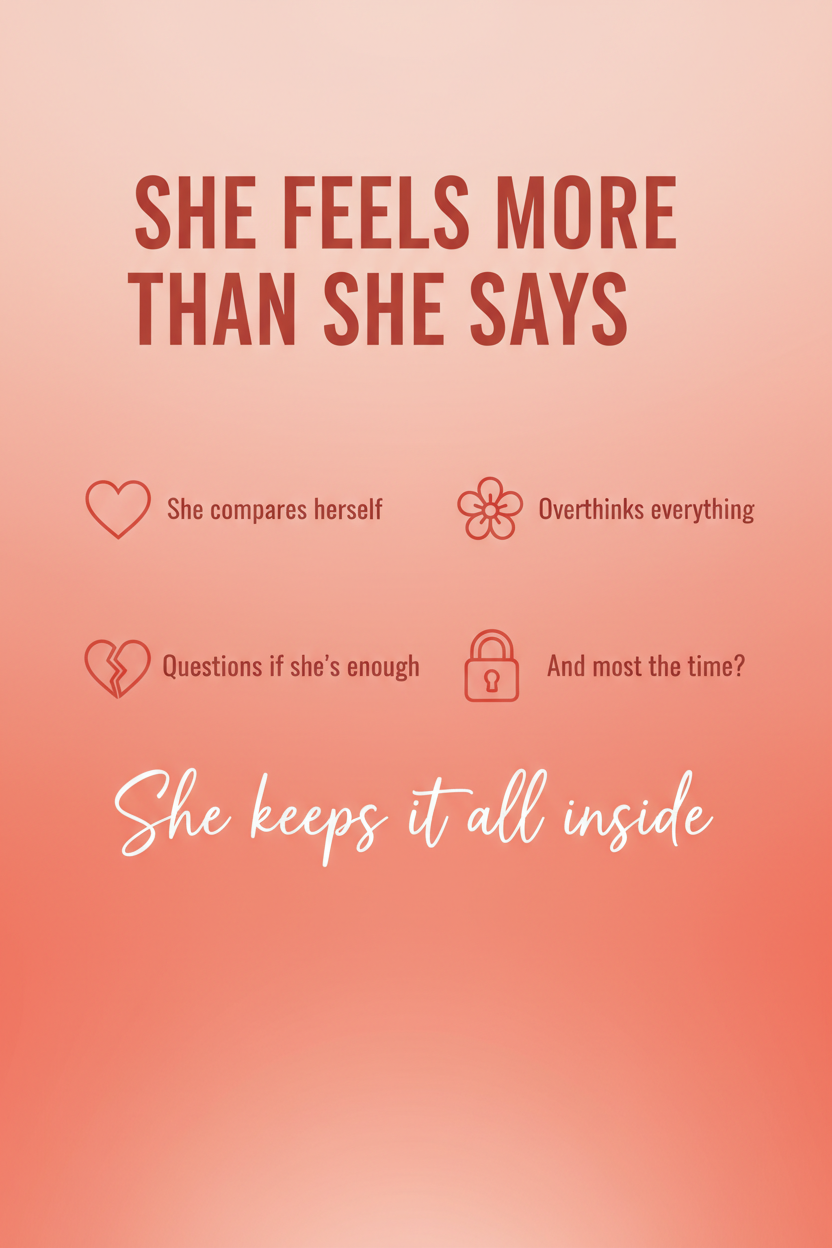 Motivational quote on a gradient pink background with icons and text.